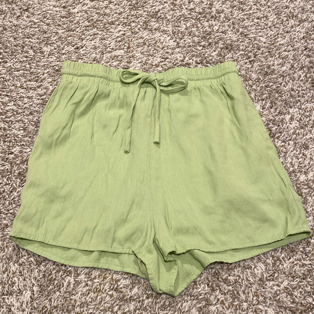 PRINCESS POLLY Lime Green Linen Shorts, Size 4